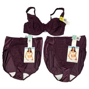 Vintage 90s Warner’s Lace Charmers Lingerie Set NWT 38C L Plum- NOS